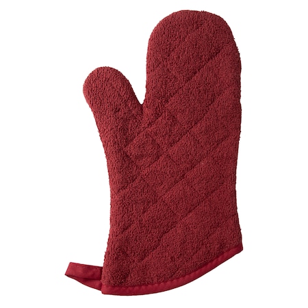 Value Basics Solid Quilted 100% Cotton Terry Thumb Mitt Brick Red